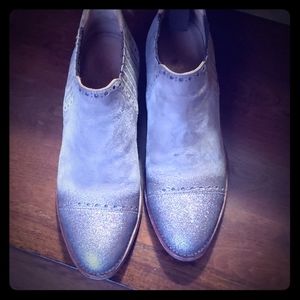 Angela Scott glitter toe booties, size 9